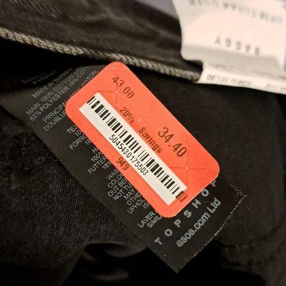 TOPSHOP Baggy Distress Black Jeans size 12 NWT - Picture 5 of 7